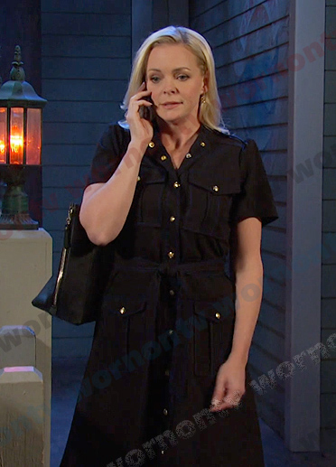 Belle’s black utility shirtdress on Days of our Lives