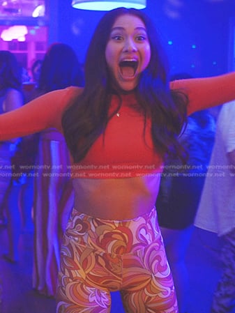 Belly’s orange print biker shorts on The Summer I Turned Pretty