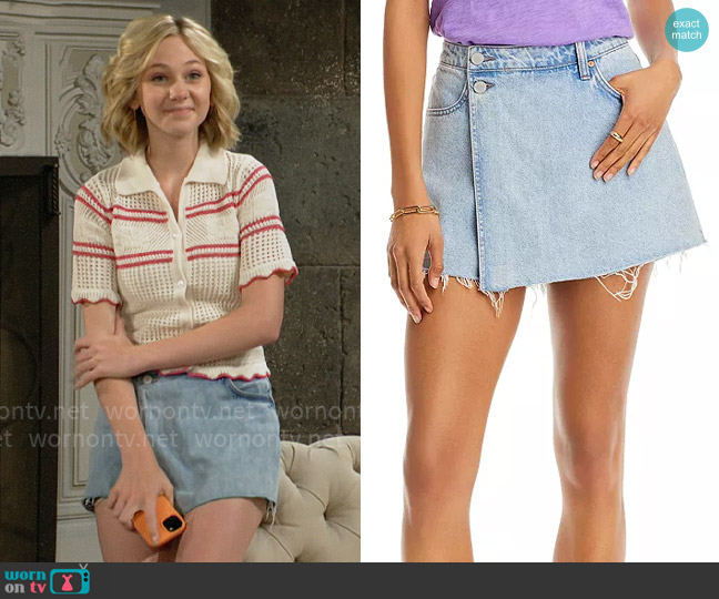 Blank NYC Cotton Frayed Hem Skort worn by Lucy Romalotti (Lily Brooks O’ Briant) on The Young and the Restless