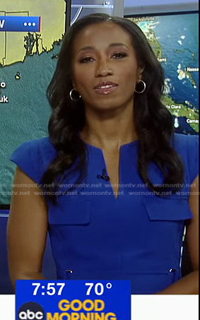 Brittany’s blue split neck dress on Good Morning America