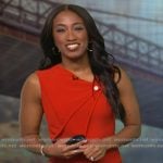 Brittany Bell’s red folded sleeveless dress on Good Morning America