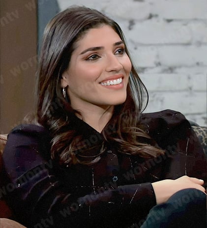 Brook Lynn’s black metallic check shirt on General Hospital