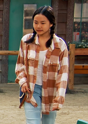 brown flannel check shirt on Bunkd