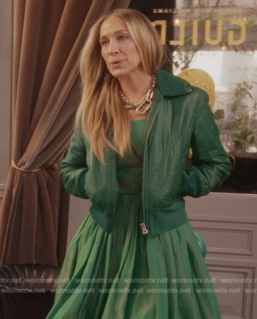 Carrie’s green jacket on And Just Like That