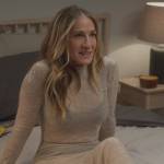 Carrie’s beige sequin detail dress on And Just Like That