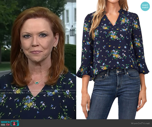 Cece Floral Ruffled Blouse worn by Kelly O’Donnell on Today
