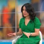 Dr. Celine Gounder’s green spot print dress on CBS Mornings