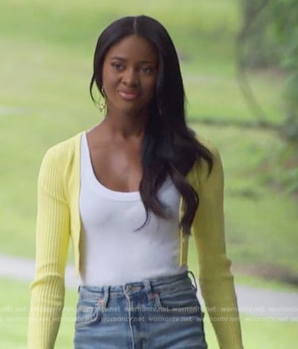 Charity’s yellow cardigan on The Bachelorette