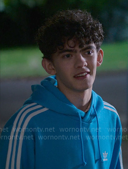 Charlie’s blue Adidas hoodie on Heartstopper