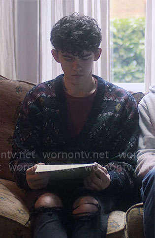 Charlie’s zig zag printed cardigan on Heartstopper