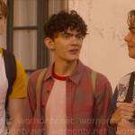 Charlie’s red and grey plaid shirt in Paris on Heartstopper