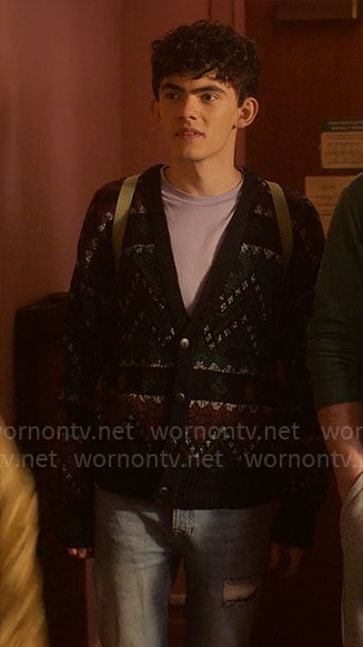 Charlie’s zig zag printed cardigan on Heartstopper