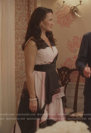 Charlotte’s pink colorblock ruffle dress on And Just Like That