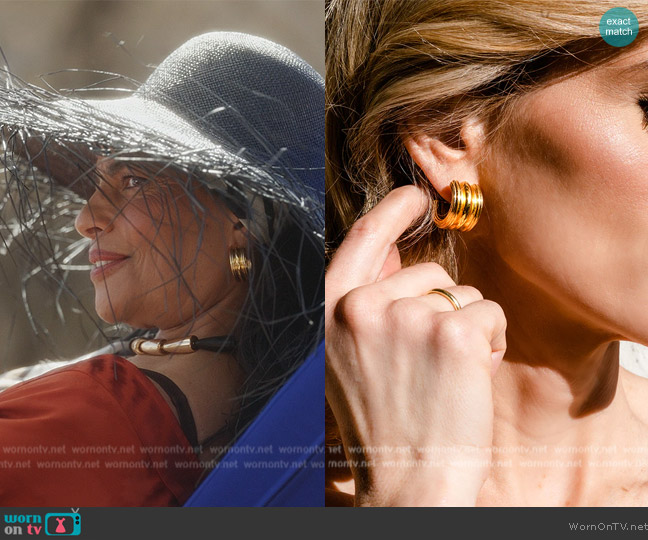 Christina Caruso Baby Triple Hoop Earring worn by Seema Patel (Sarita Choudhury) on And Just Like That