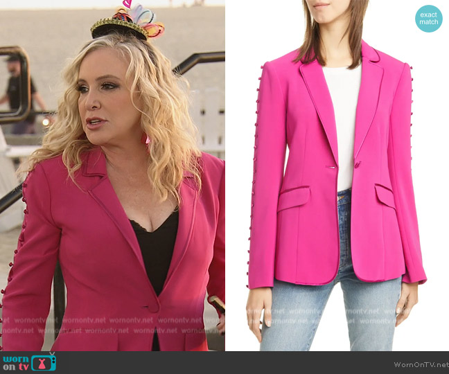 Cinq a Sept Vivi Button Sleeve Blazer worn by Shannon Beador on The Real Housewives of Orange County