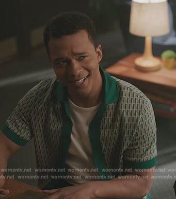 Clay’s green geometric print shirt on Riverdale