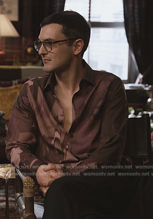 Clifford’s burgundy abstract print shirt on Only Murders in the Building