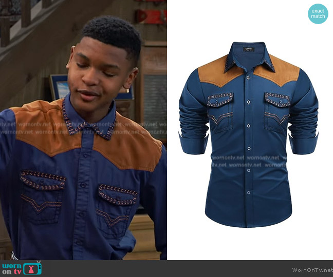 CooFandy Western Cowboy Embroidered Shirt worn by Bill (Alfred Lewis) on Bunkd