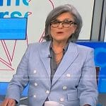 Cynthia McFadden’s blue double breasted blazer on NBC News