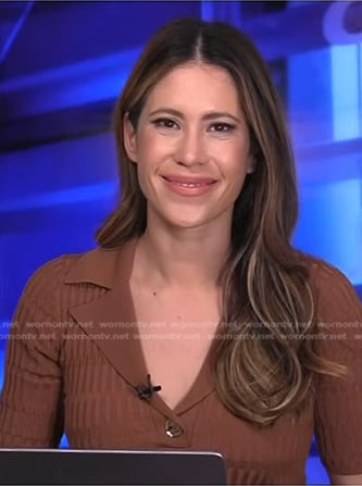 Deirdre Bosa’s brown ribbed top on NBC News Daily