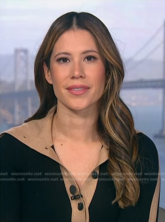 Deirdre’s navy contrast trim dress on NBC News Daily