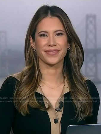 Deirdre’s navy contrast trim dress on NBC News Daily