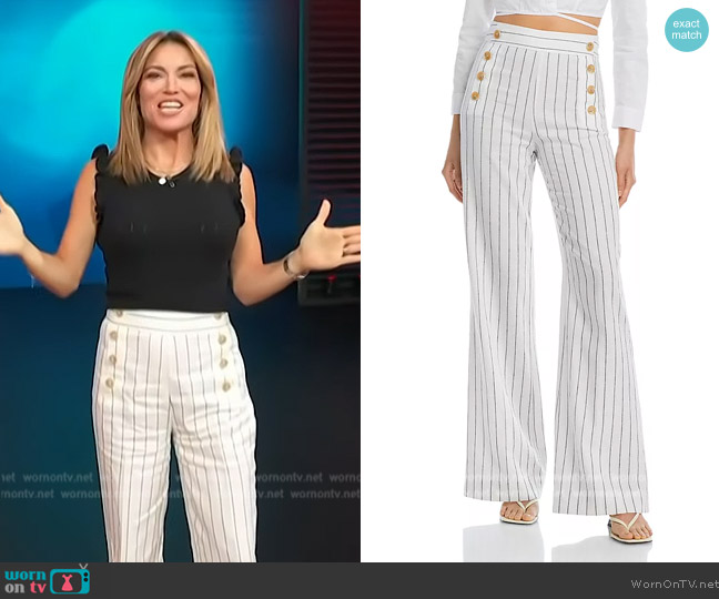 Derek Lam 10 Crosby Massimo Wide Leg Sailor Pants worn by Kit Hoover on Access Hollywood
