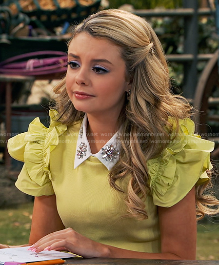 Destiny’s lime ruffle sleeve top on Bunkd