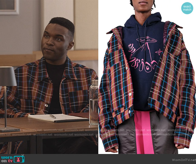 vision Han Plaid Shirt Jacket worn by (Gerald Caesar) on Only Murders in the Building