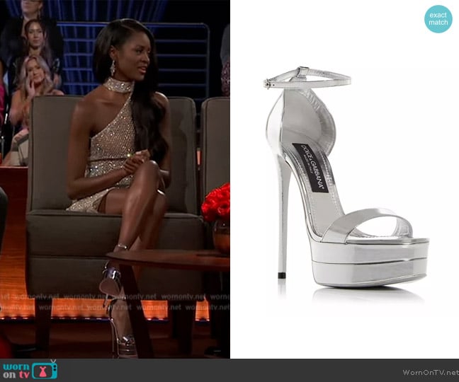 Dolce & Gabbana Metallic Leather Platform Sandals worn by Charity Lawson on The Bachelorette