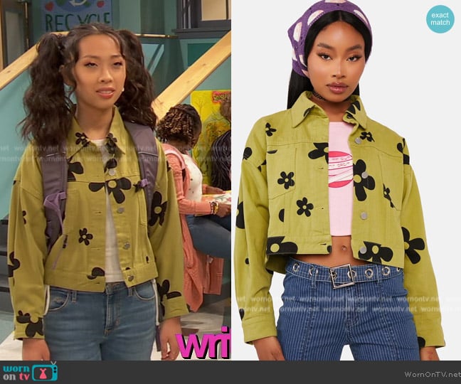 Dolls Kill Love Me Not Denim Jacket worn by Ivy (Emmy Liu-Wang) on Ravens Home