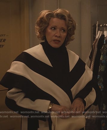 Donna’s black and white striped coat on Only Murders in the Building