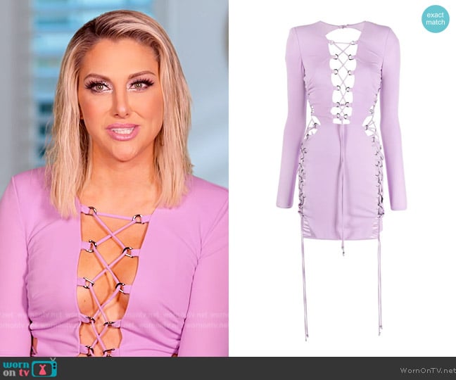 Dundas Lace-up mini dress worn by Gina Kirschenheiter on The Real Housewives of Orange County