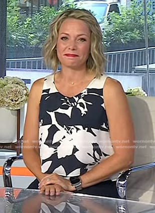 Dylan’s white and navy floral layered top on Today