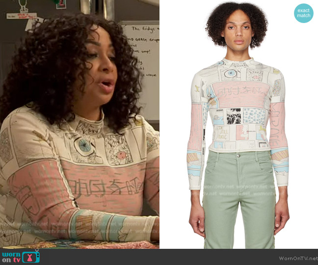 Eckhaus Latta Off-White Lapped Baby Turtleneck worn by Raven Baxter (Raven-Symoné) on Ravens Home