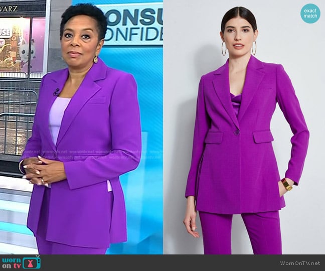 Elie Tahari Side Slit Blazer in Wild Berry worn by Sharon Epperson on Today
