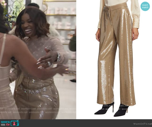 Elie Tahari The Holly Sequined Wide-Leg Suit Pants worn by Shamea Morton on The Real Housewives of Atlanta