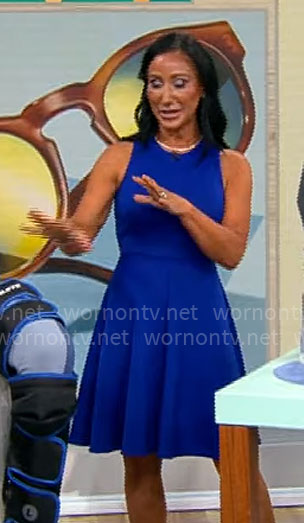 Elizabeth Werner’s blue fit and flare dress on CBS Mornings