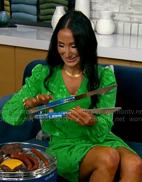 Elizabeth Werner’s green star print dress on CBS Mornings