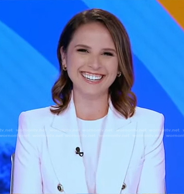 Elizabeth’s white double breasted blazer on Good Morning America