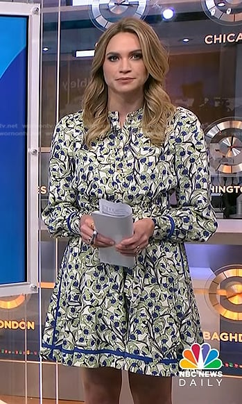 Ellison’s floral print long sleeve dress on NBC News Daily
