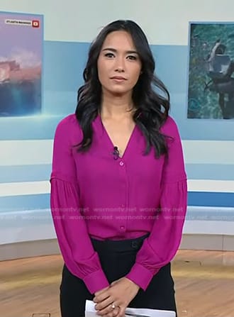 Emilie’s pink v-neck blouse on Today