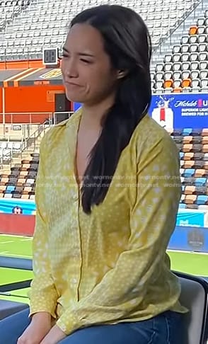 Emilie’s yellow print button down shirt on Today