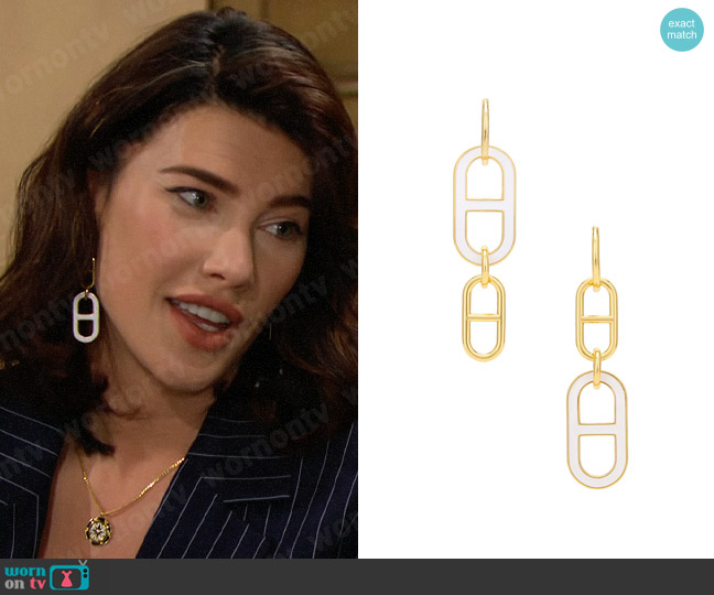 Emma Pills Extra Pill Earrings worn by Steffy Forrester (Jacqueline MacInnes Wood) on The Bold and the Beautiful