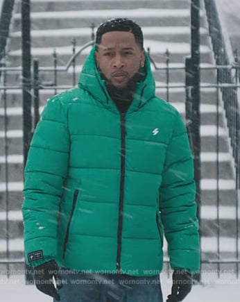 Emmett’s green padded jacket on The Chi