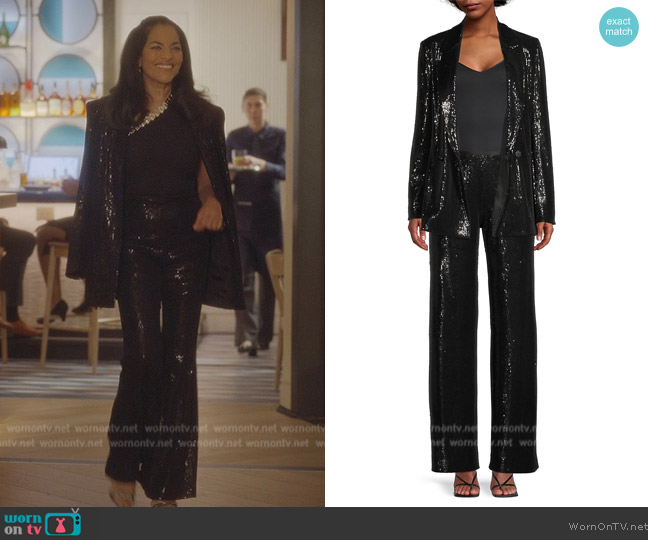 Emporio Armani Sequin Double Breasted Blazer worn by Seema Patel (Sarita Choudhury) on And Just Like That