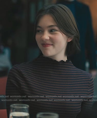 Eva’s stripe ribbed top on Billions