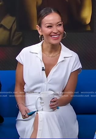Eva’s white short sleeve shirtdress on Good Morning America
