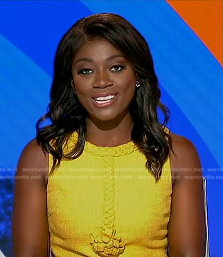 Faith Abubéy’s yellow braided trim dress on Good Morning America