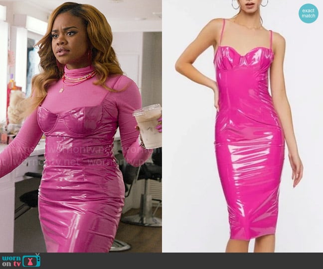 Forever 21 Faux Leather Midi Dress worn by Kourtney (Dara Renee) on High School Musical The Musical The Series